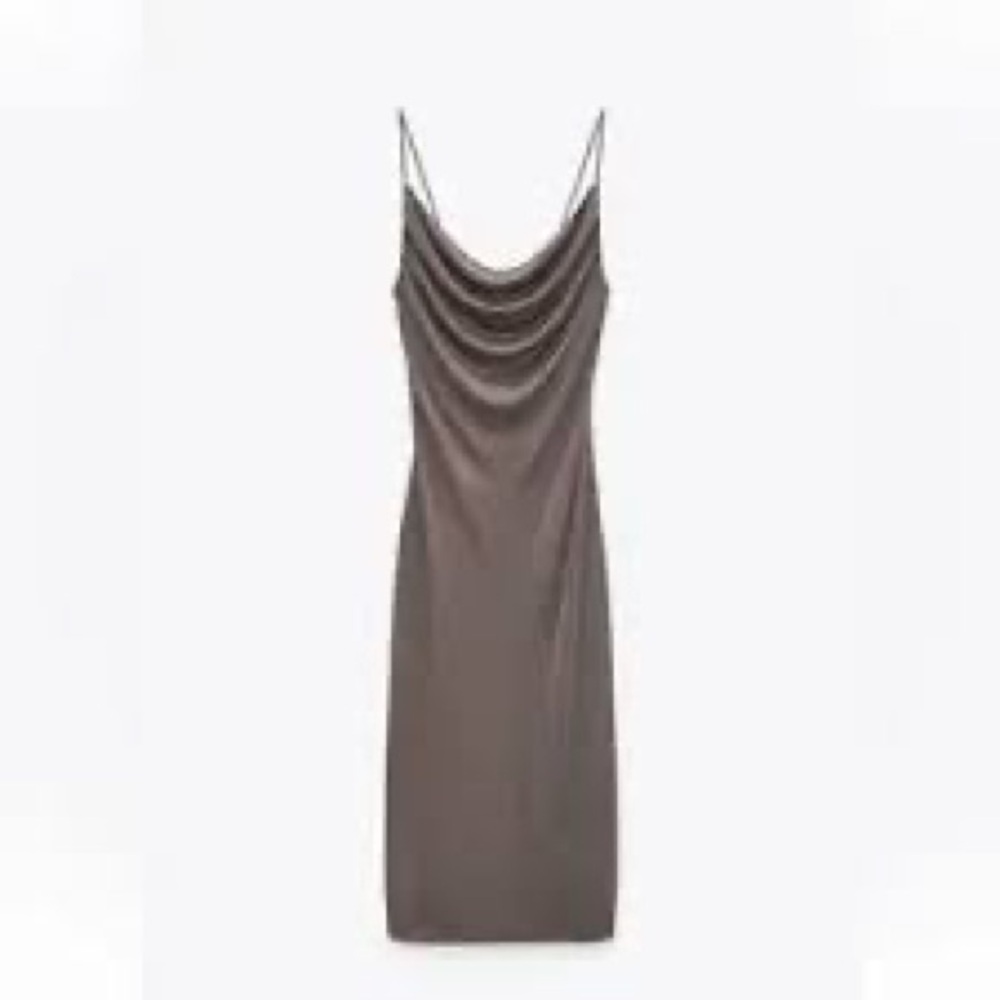 Zara Elegant Brown  Midi Dress